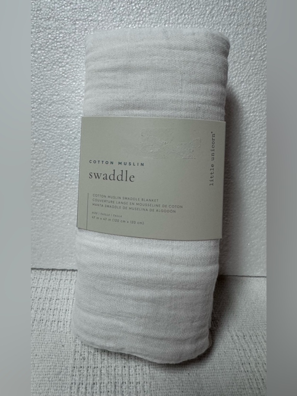 Little Unicorn Cotton Muslin Swaddle - White